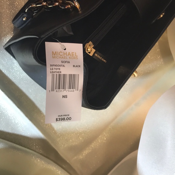 NWT Authentic Michael Kors Lg Black Leather Tote - Picture 7 of 8